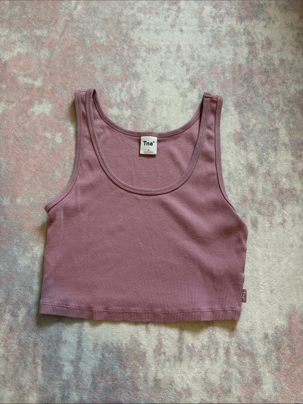 TNA Ribbed Mauve Crop Tank Top - Women